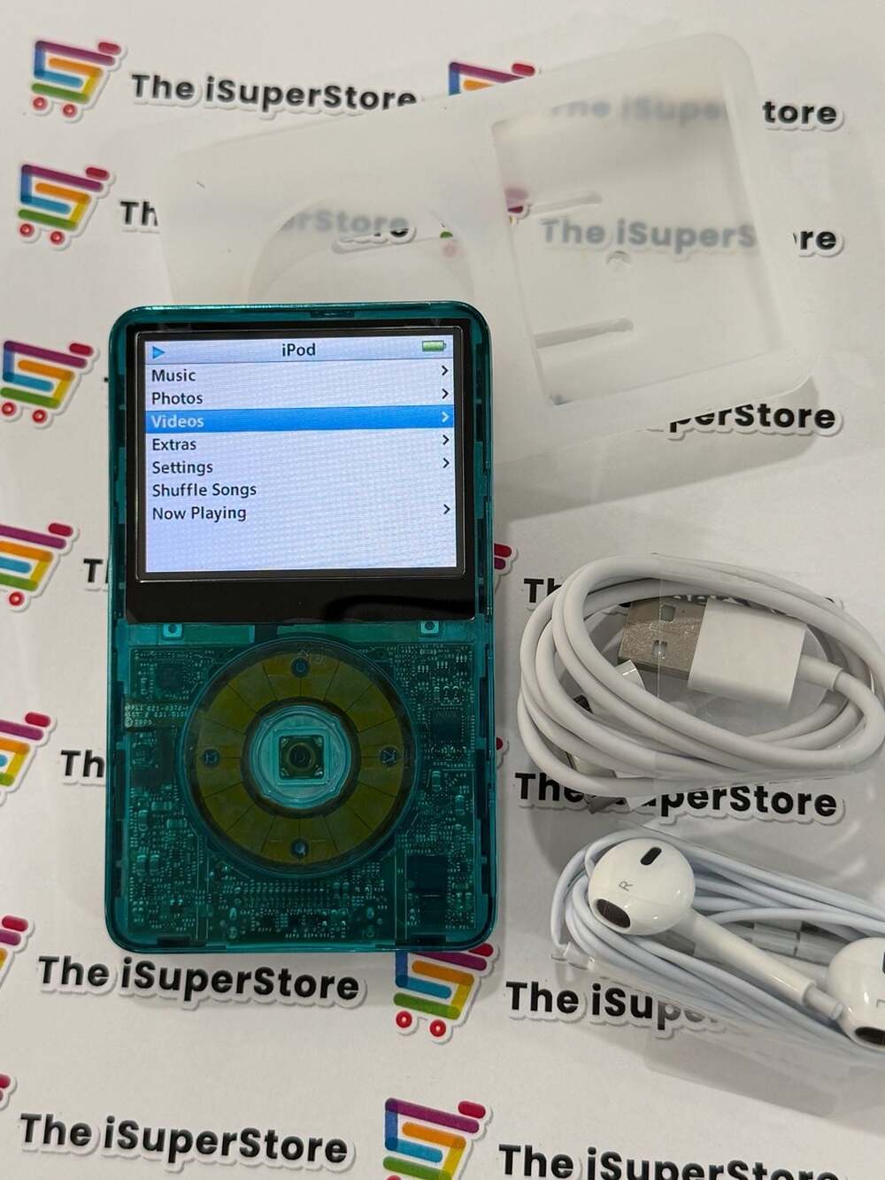 Custom Apple iPod Classic 5th Generation 80GB Transparent Teal 1 YR Warranty